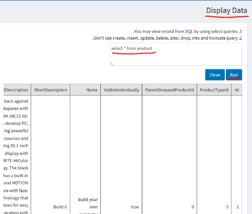 sql query nopCommerce	